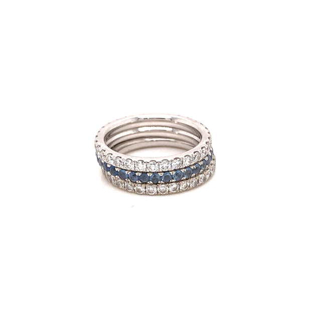 Alexia Double Diamond and Blue Sapphire Stack