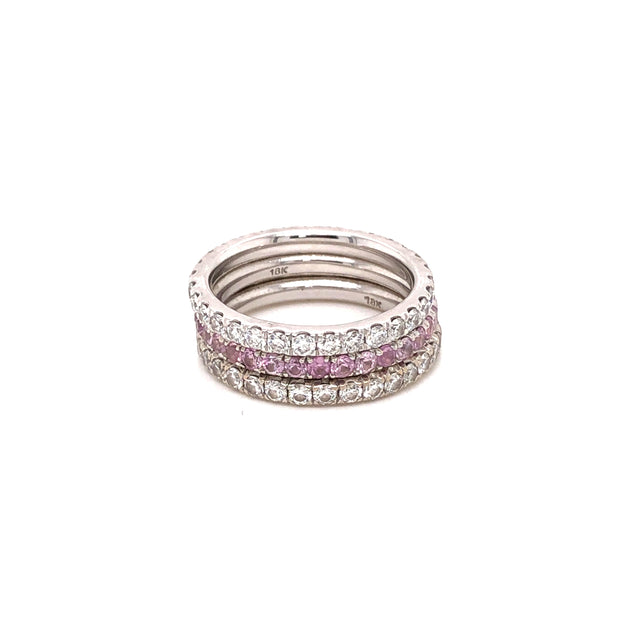 Alexia Double Diamond and Pink Sapphire Stack