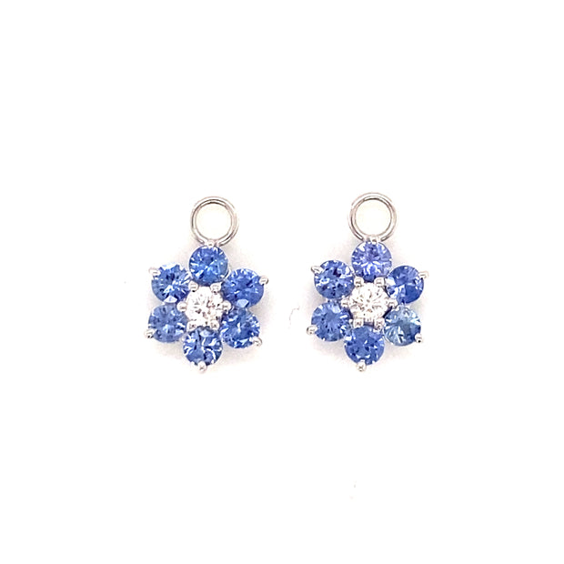 Emilie Cornflower Blue Sapphire and Diamond Earrings