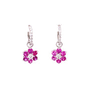 Emilie Hot Pink Sapphire and Diamond Earrings