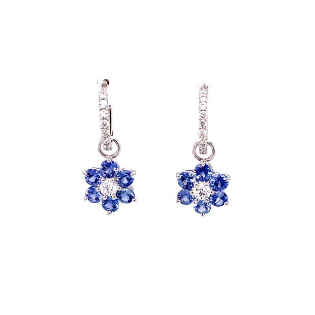 Emilie Cornflower Blue Sapphire and Diamond Earrings