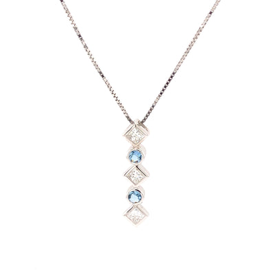 Stephanie Blue Zircon and Diamond Necklace