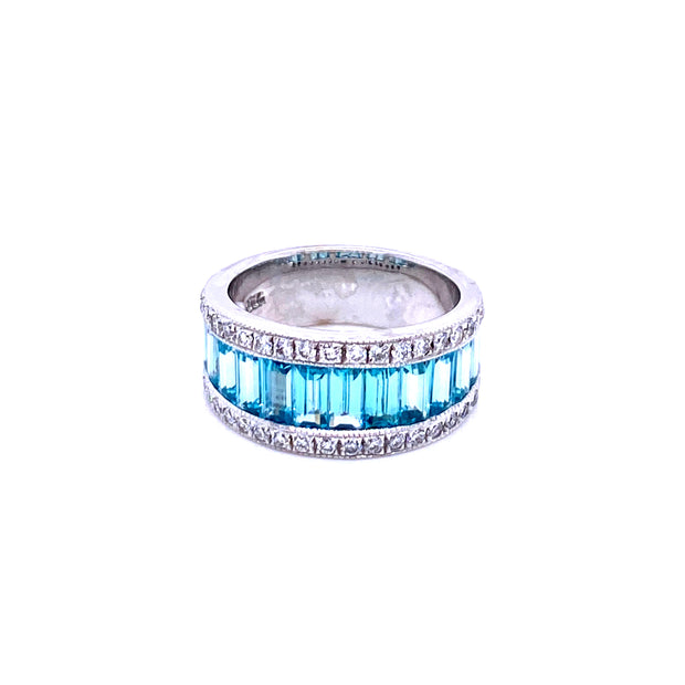 Kathryn Blue Zircon and Diamond Ring